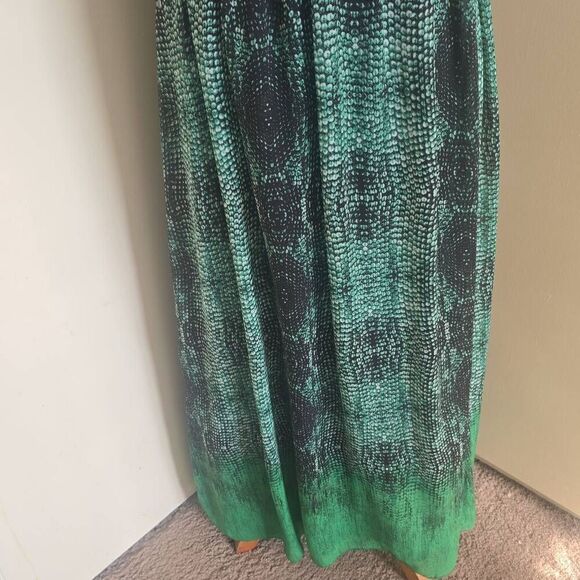 Moulinette Soeurs Grn/Blk Reptile Print Strapless Maxi Dress, EUC, Sz. 4 - Picture 4 of 8